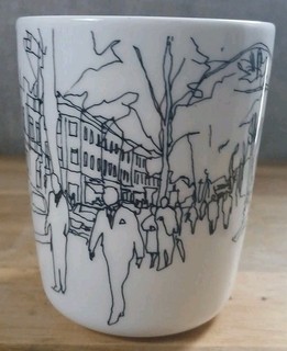 Marimekko Ceramic Cup Mug Goblet Black And White City Scene 4"