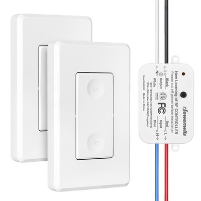 3 Way Wireless Light Switch and Receiver Kit, Remote Control, No WiFi Needed