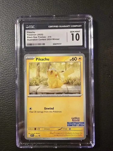 Pokémon TCG Pikachu Illustration Contest 2024 Winner 214 Black Star Promo CGC 10