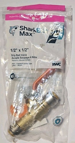 Sharkbite Lead Slip Ball Valve, 1/2 Inch, Durable Plumbing Fitting