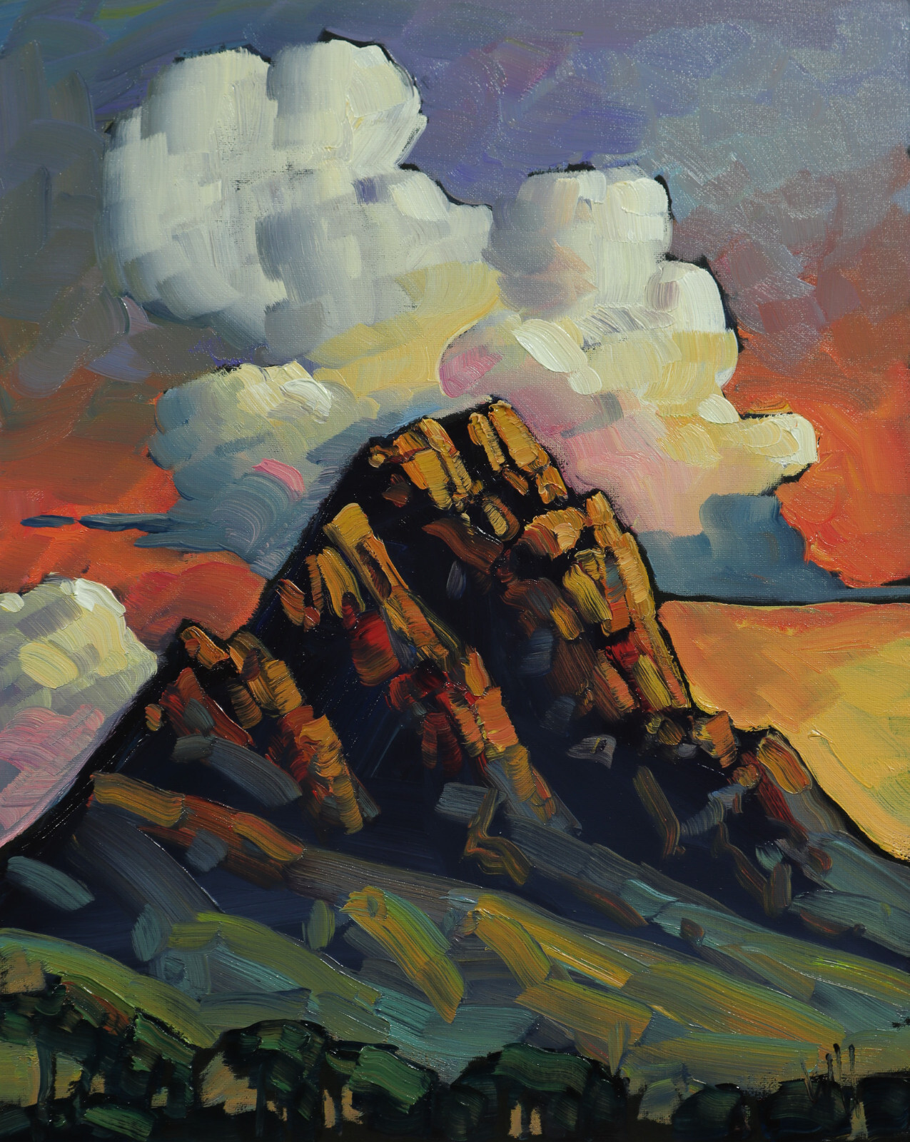 Southwest Landscape Original Painting Large Hawkins Clouds Plein Air Style Art