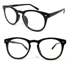 Round Keyhole Clear Lens Blended Bifocal Reading Glasses Black Frame