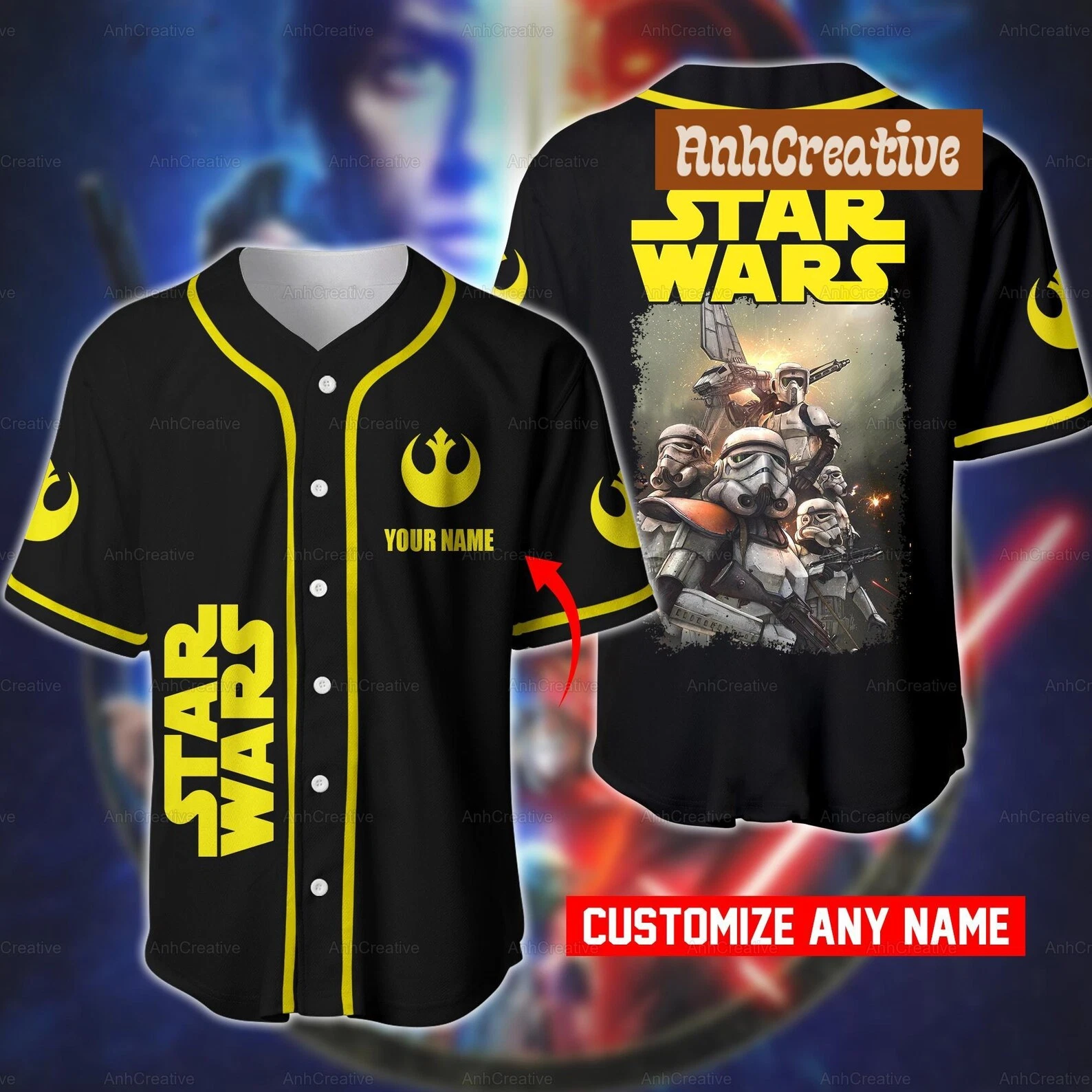 Star Wars Stormtrooper 3D Baseball Jersey Shirt