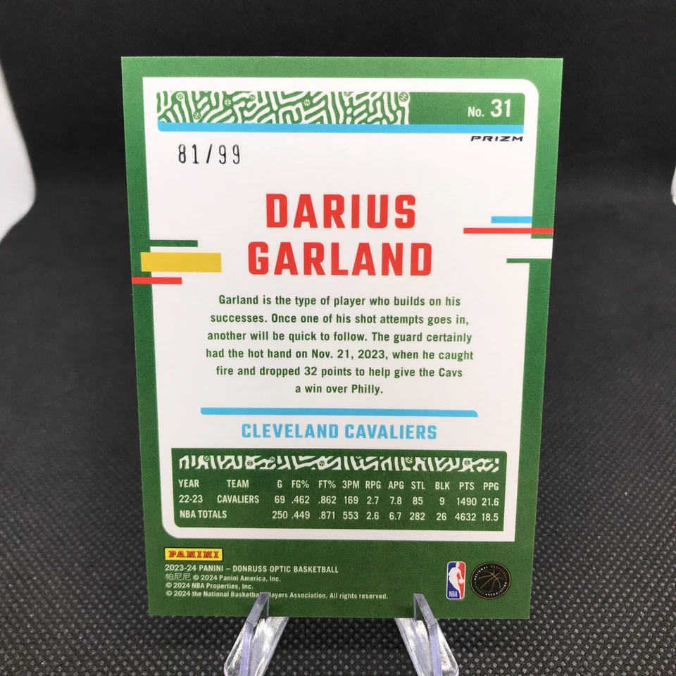 DARIUS GARLAND 81/99 SP Red Yellow Scope Prizm 2023-24 OPTIC INT’L HOBBY 31 CAVS - Image 3 of 4