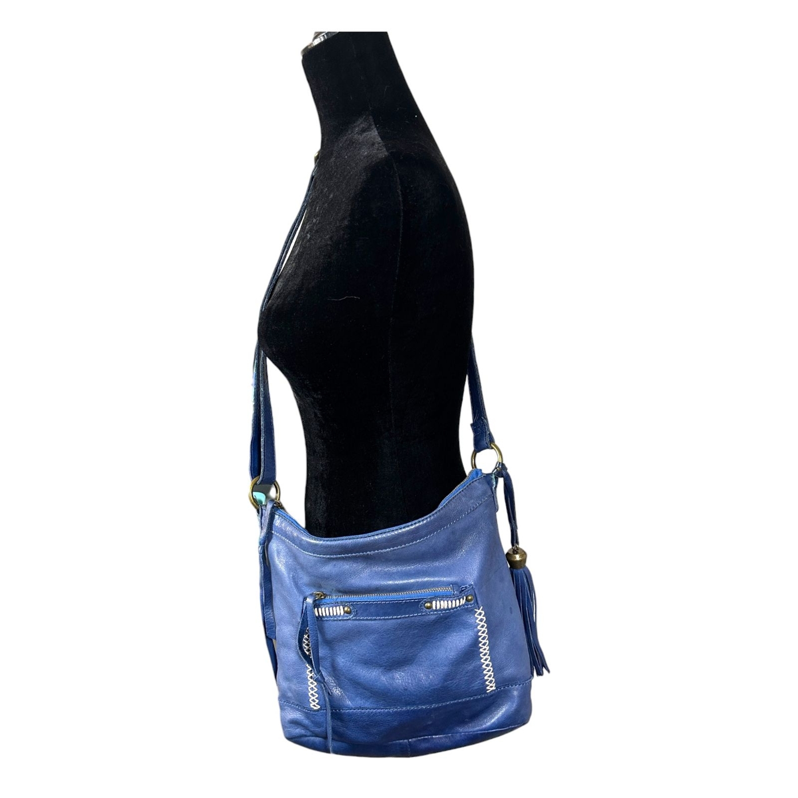 Lucky Brand Royal Blue Leather Crossbody Purse Gem