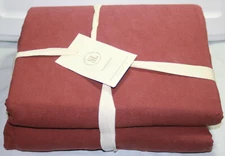 Southern Living GARRISON New $159 Linen Blend QUEEN FULL DUVET Cover Wine F/Q 