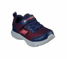 NEW KIDS TODDLER SKECHERS ADVANCE INTERGRID STRAP BLUE RED LIGHTWEIGHT SNEAKERS