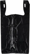 Bags 1/6 Large 21 x 6.5 x 11.5 BLACK T-Shirt Plastic Grocery Shopping Bags F&S