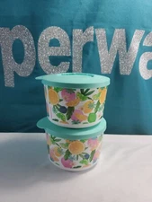 Tupperware Twist Stack & Store Container Seal 3.25 cup / 800ml Set of 2 Citrus .