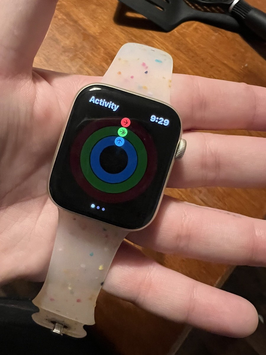 Apple Watch SE 44mm Silver Aluminum Case White Cellular Sport Band