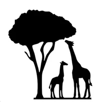 Giraffe Safari Tree Indoor Removable Black Vinyl Decal Laptop Tablet Tumbler