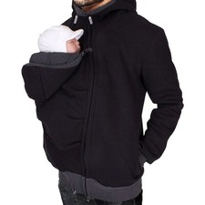 Mens Kangaroo Jacket for Dad and Baby Carrier Hoodie Pullover Sweatshirt