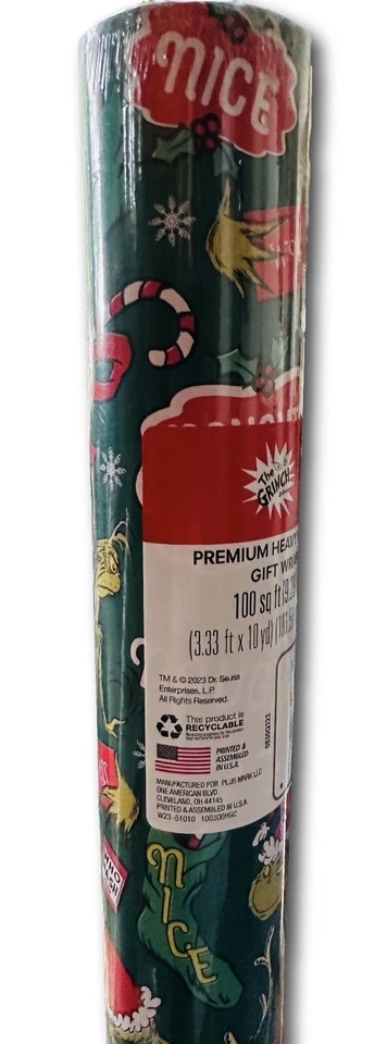 THE GRINCH PAPEL DE EMBRULHO DE NATAL IMPERTINENTE OU AGRADÁVEL - 100 PÉS QUADRADOS🎄🎁 FRETE GRÁTIS - Imagem 2 de 3