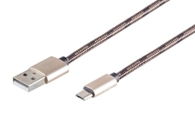 Micro USB Kabel USB 2.0 A > Micro B Stecker schnelles Laden 2A & Daten Nylon 2 m
