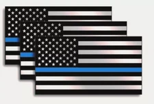 3XBlue Lives Matter American Thin Line Flag for Car Truck Window Bumper Sticker