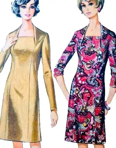 1960s Queen Anne Collar Princess Dress Pencil Wriggle Style 2238 Sewing Pattern - Picture 1 of 3
