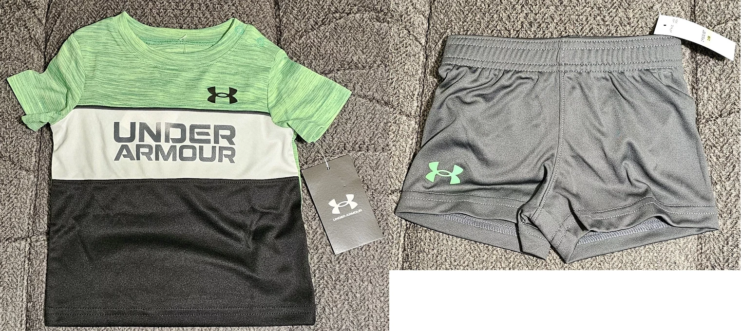 Baby Boy Size 3-6 Months 2-Piece Shorts Set Under Armour Vapor Green New