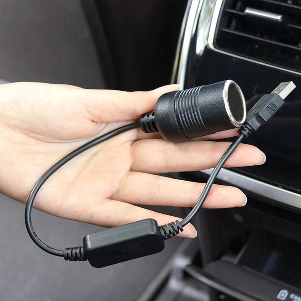 USB To 12V Car Cigarette Lighter Female Socket Converter Adapter Cable Connector - Image 2 of 4