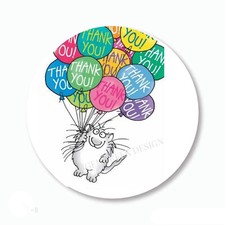 Cute Cat Happy Birthday Balloon Favors Scrapbook Stickers Envelope Seals Labels