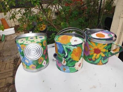 Three Floral Metal Watering Cans Decorative Accessories