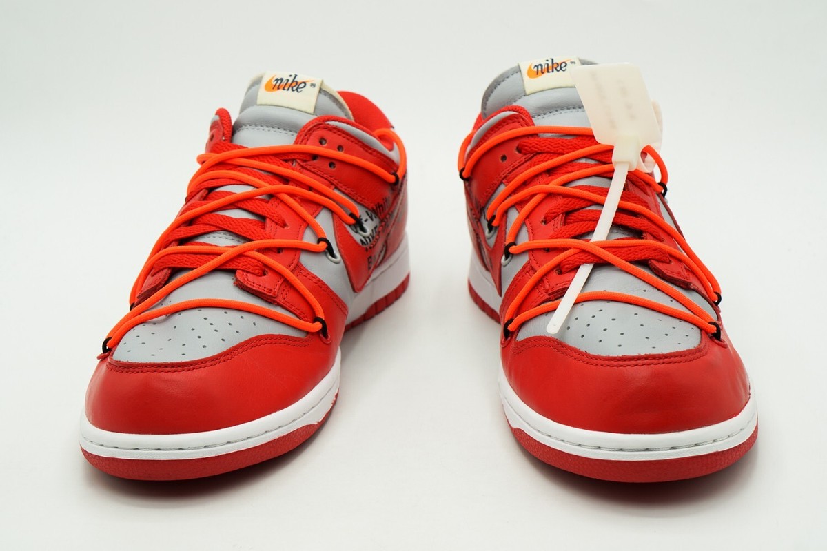 NIKE DUNK LOW OFF-WHITE USED SIZE 11 UNIVERSITY RED WOLF NIKE DUNK LOW OFF-WHITE USED SIZE 11 UNIVERSITY RED WOLF