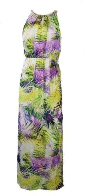 JLO Jennifer Lopez green purple goddess women's Halter Maxi Sun Dress Sz XLP NEW