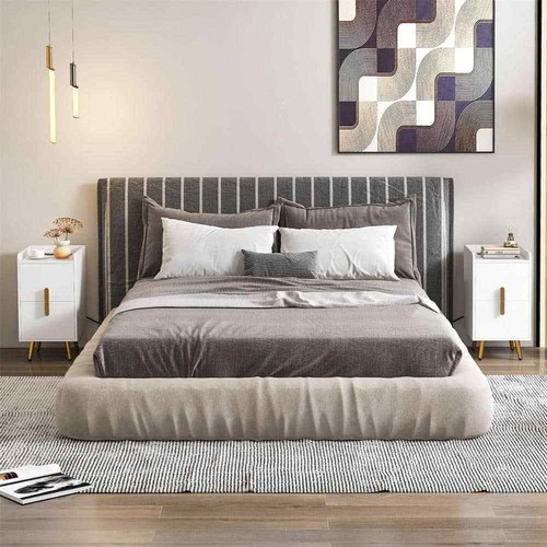 White 2 Drawer 16 in. W Nightstand