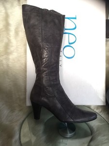 grey leather tall boots