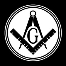 Filled Circle Square & Compass Masonic Vinyl Decal - White 6 Inch