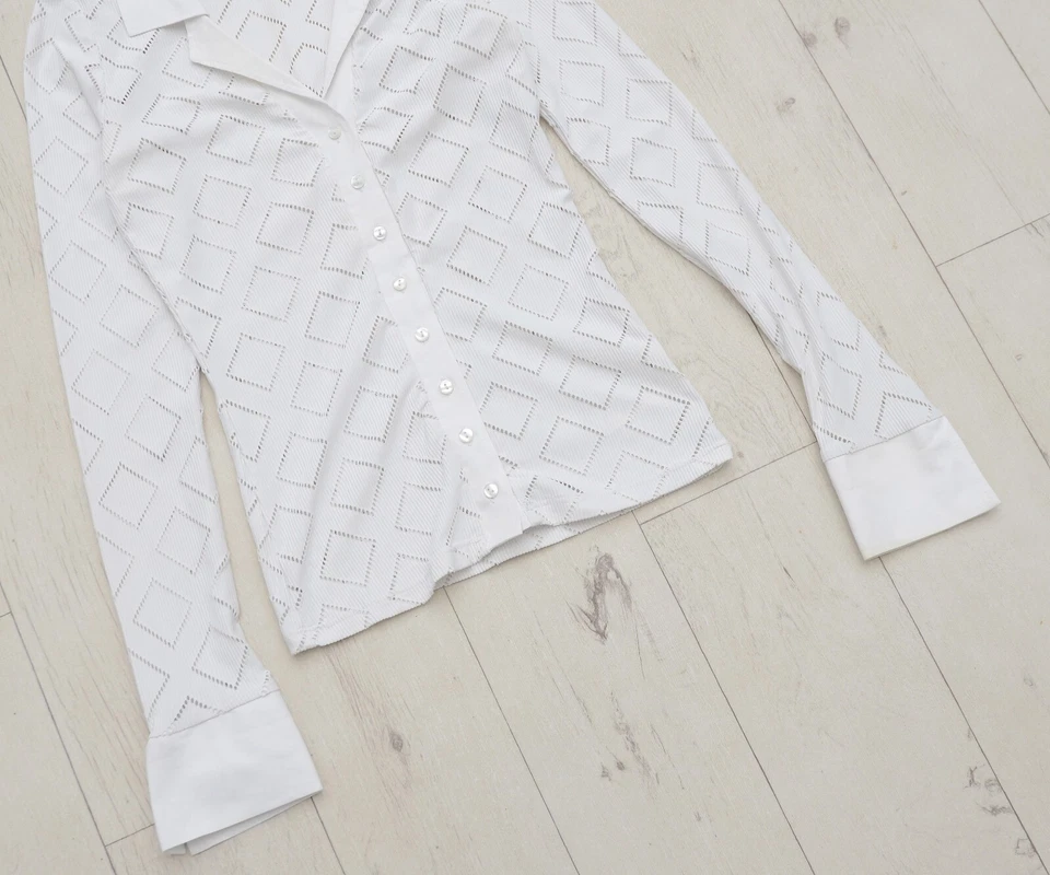 Blusa de Colección NaraCamicie Nara Camicie Blanca Transparente Talla 1 Camisa de Lujo para Mujer Foto 3 de 4