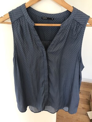 TOKITO MYER Brand Size 10 Blue White Spot Check Sleeveless Button