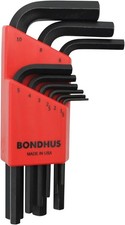 Bondhus 9pc Short Hex L-wrenches, Short Length, Metric 1.5-10mm USA Made 12299