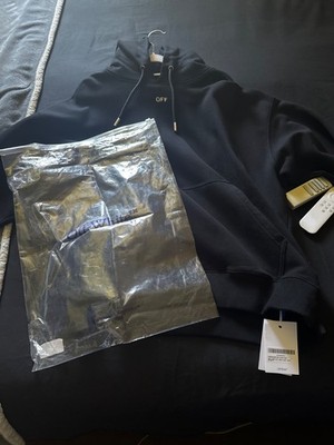 off white brush arrow skate hoodie black - white