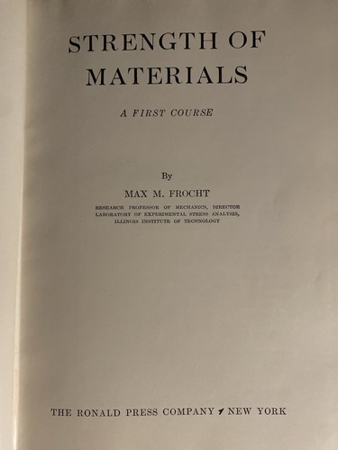 Altes Buch - Stärke der Materialien Ein erster Gang - Max M. Frocht - Bild 7 von 9