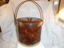 MCM Faux Burl Brown Ice Bucket w/ Lid