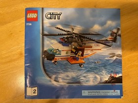 Lego City 7738 Coast Guard Helicopter & Life Raft 100% Complete w/Minifigs