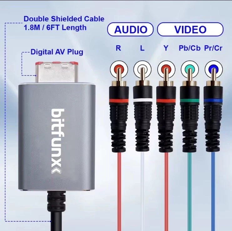 Bitfunx Component Video 5RCA YPbPr Cable Nintendo GameCube Digital AV Output 001 - Image 3 of 4