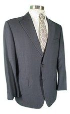 Canali Mens Blue Nailhead 2 Btn Wool Silk Suit 44R Italy Working Cuffs