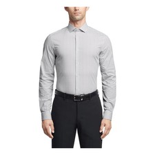 Calvin Klein Men's Dress Shirt Non Iron Slim Fit Check Gray #2,*#
