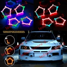 Rgbw Pentagram Led Angel Eyes Turn Signal Light Dynamic Halo Ring Headlight 4pcs