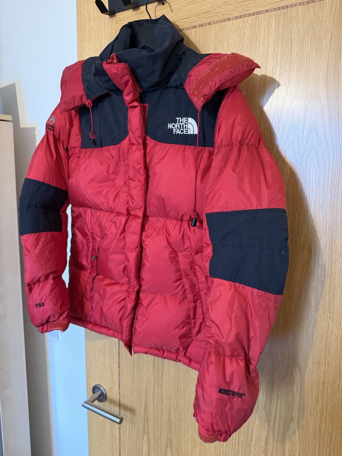 The North Face Summit Series Baltoro 700 Puffer Down Jacket Red Black Large L image 2