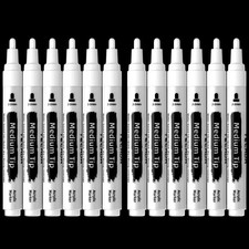 TECADA 12 White Paint Pens - Permanent Acrylic 1 Count Pack of 12 ,