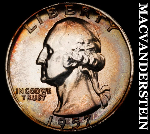 1957 Washington Quarter- Silver- Choice Gem Proof Colorful Luster #J50