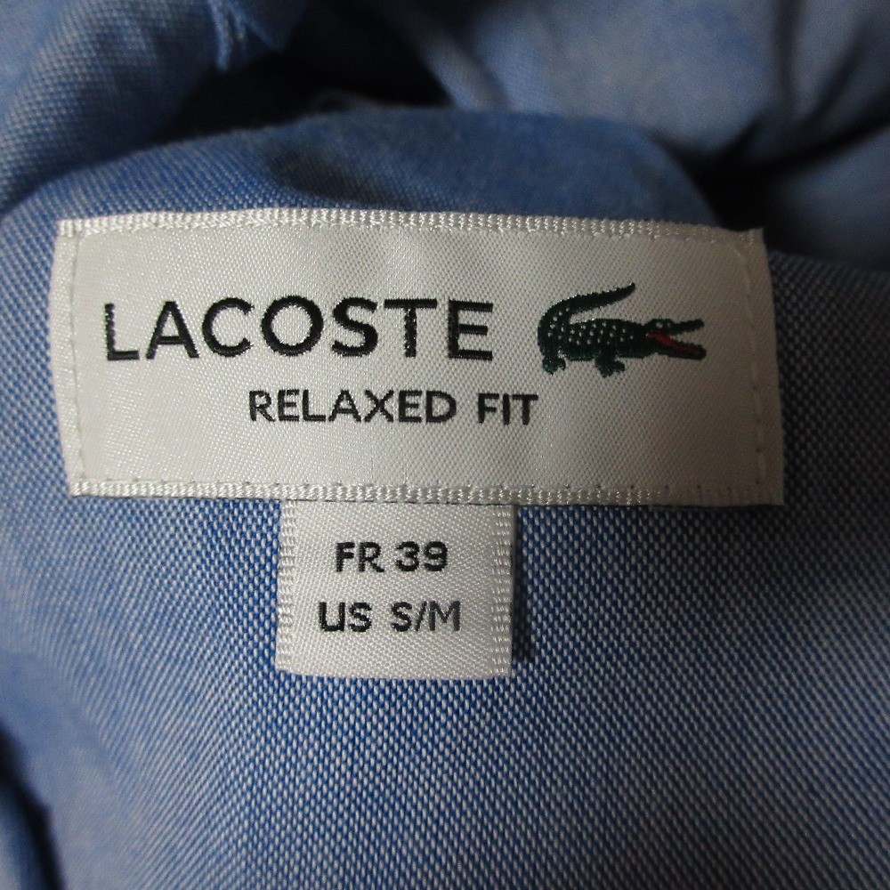 LACOSTE Washed Oxford Short Sleeve BD Shirt CH6419 Size 39 S/M Blue mens USED thumbnail 6