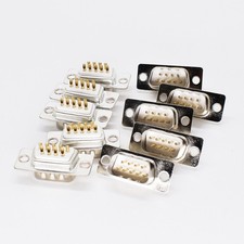 100pcs Gold Pin 9pin D-Sub Male Socket Solder Chassis Connector RS232 Serial DB9