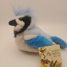 Wild Republic Audubon Birds Blue Jay Plush 6" Stuffed Sound Call Don t Work Tags