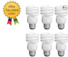 Energy-Efficient CFL Light Bulbs 23W, 100W Equivalent, Daylight White - 6 Pack