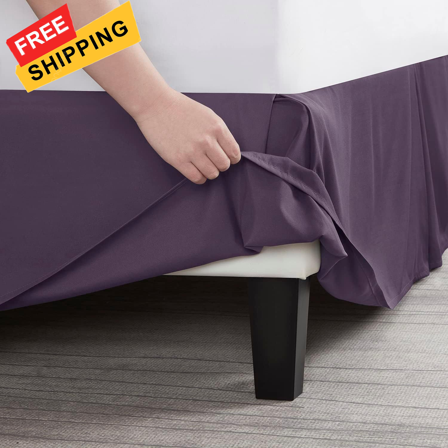 Nestl Dark Purple Bed Skirt King Size - King, 24 - 