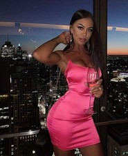 Oh Polly sitting pretty satin mini dress in hot pink