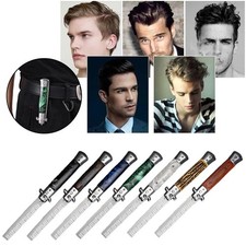 Stainless Steel Comb Pocket Hair Brush Automatic Pocket Fold Flick Comb Beard UK